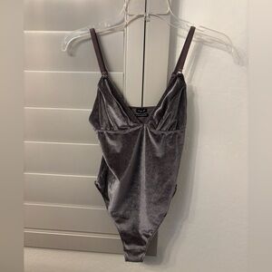 Urban Outfitters Shimmering Silver Velvet Top